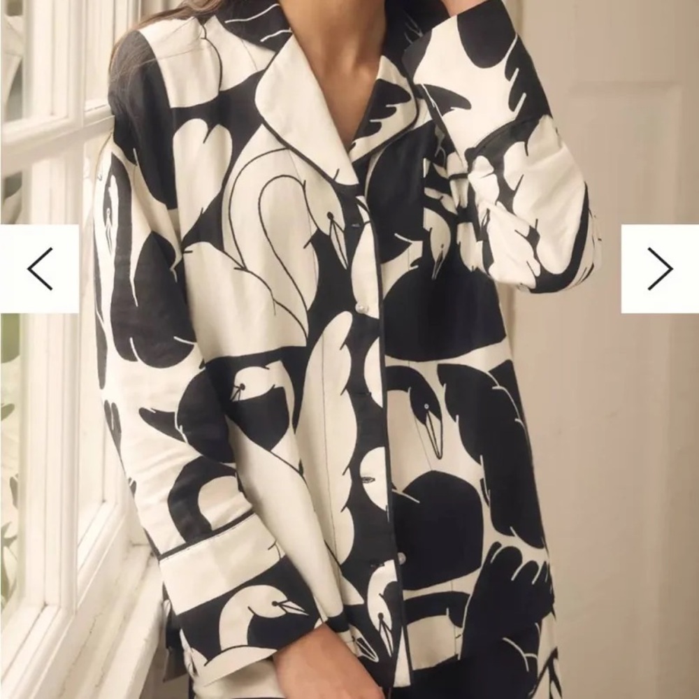 Cecilia Pettersson x Anthropologie Black /White Swan Print Women's Top Size XXS